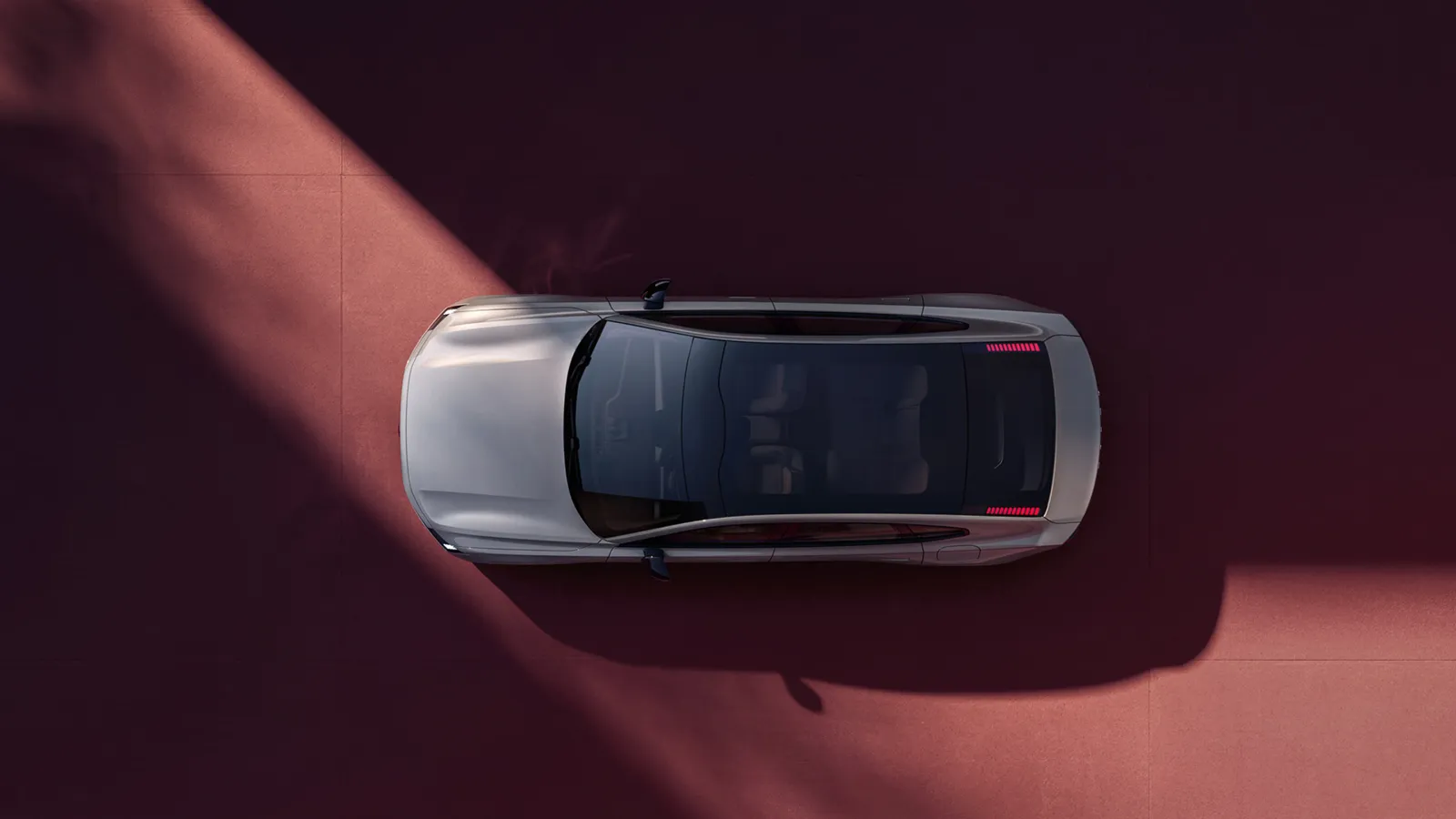 Volvo ES90 üstten görünüm, elektrokromik panoramik cam tavan